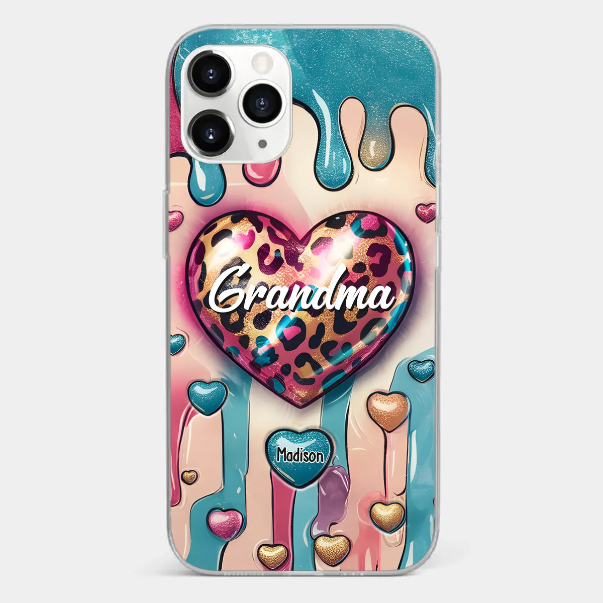 Her Love Is Infinite, Her Bond Unbreakable - Family Personalized Custom 3D Inflated Effect Printed Clear Phone Case - Gift For Mom, Grandma