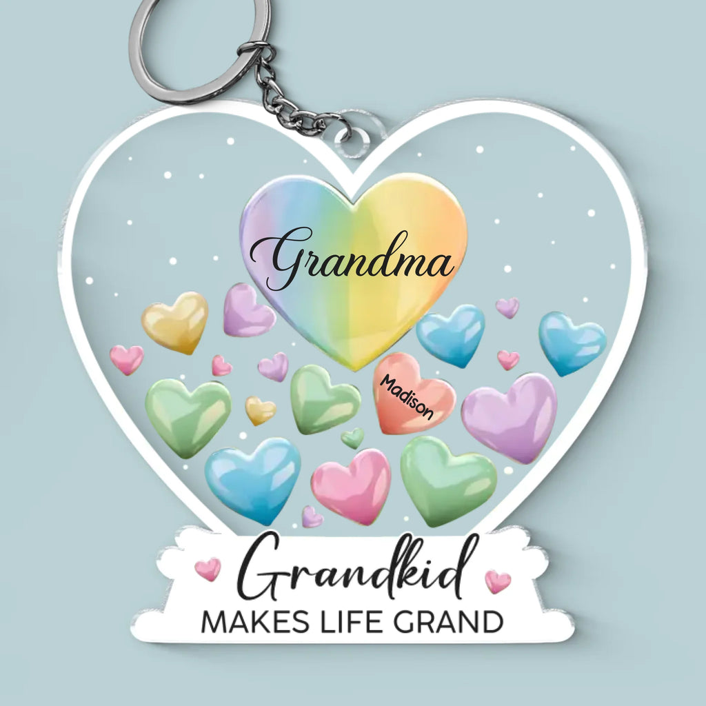 Life Is Better With Grandkids - Family Personalized Custom Shaped Acrylic Keychain - Gift For Grandma, Grandpa, Grandkid