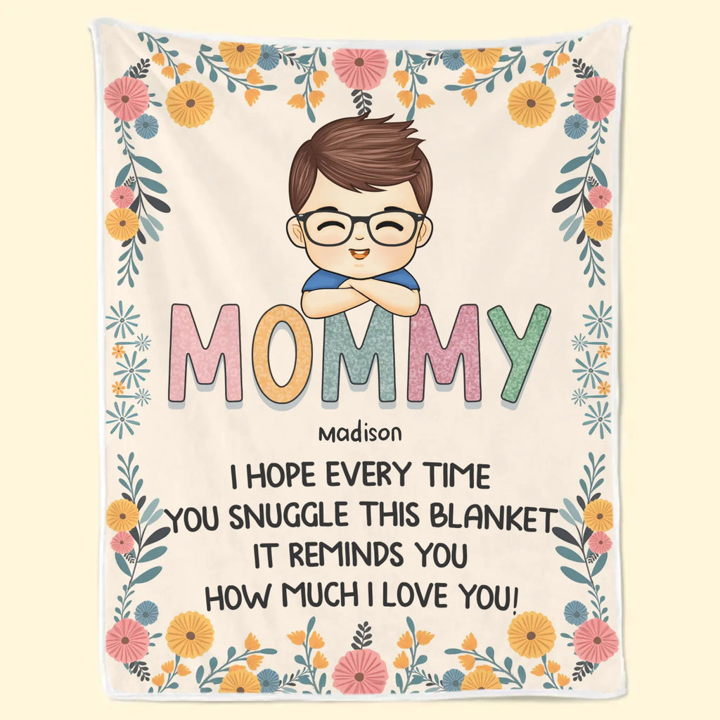 Mom’s Heart Is Home - Family Personalized Custom Blanket - Gift For Mom, Grandma