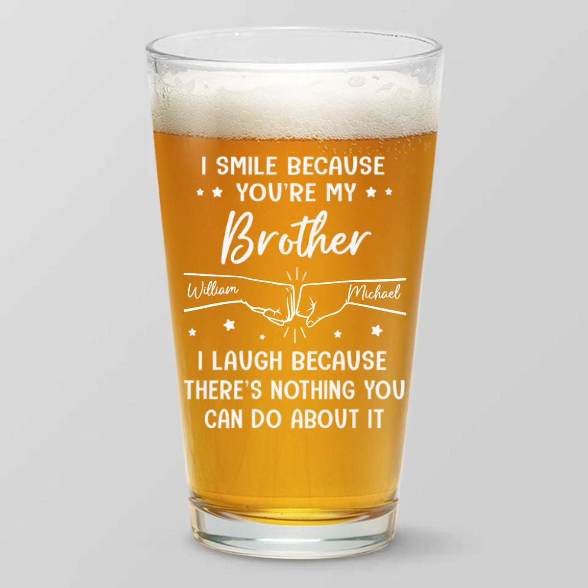 Blood Makes Us Brothers - Family Personalized Custom Beer Glass - Gift For Family Members