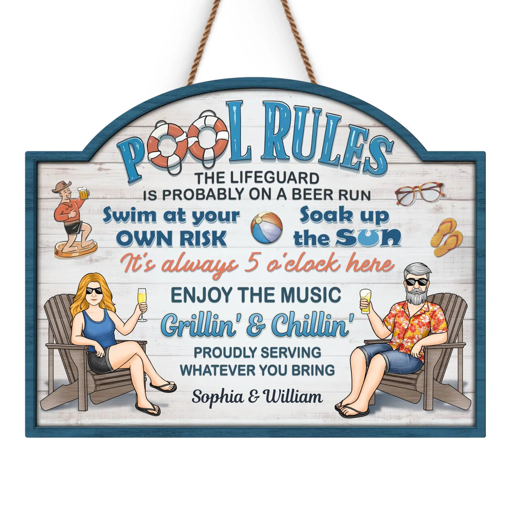 Our Love Is As Deep As This Pool - Couple Personalized Custom Home Decor Wood Sign - Gift For Husband Wife, Anniversary