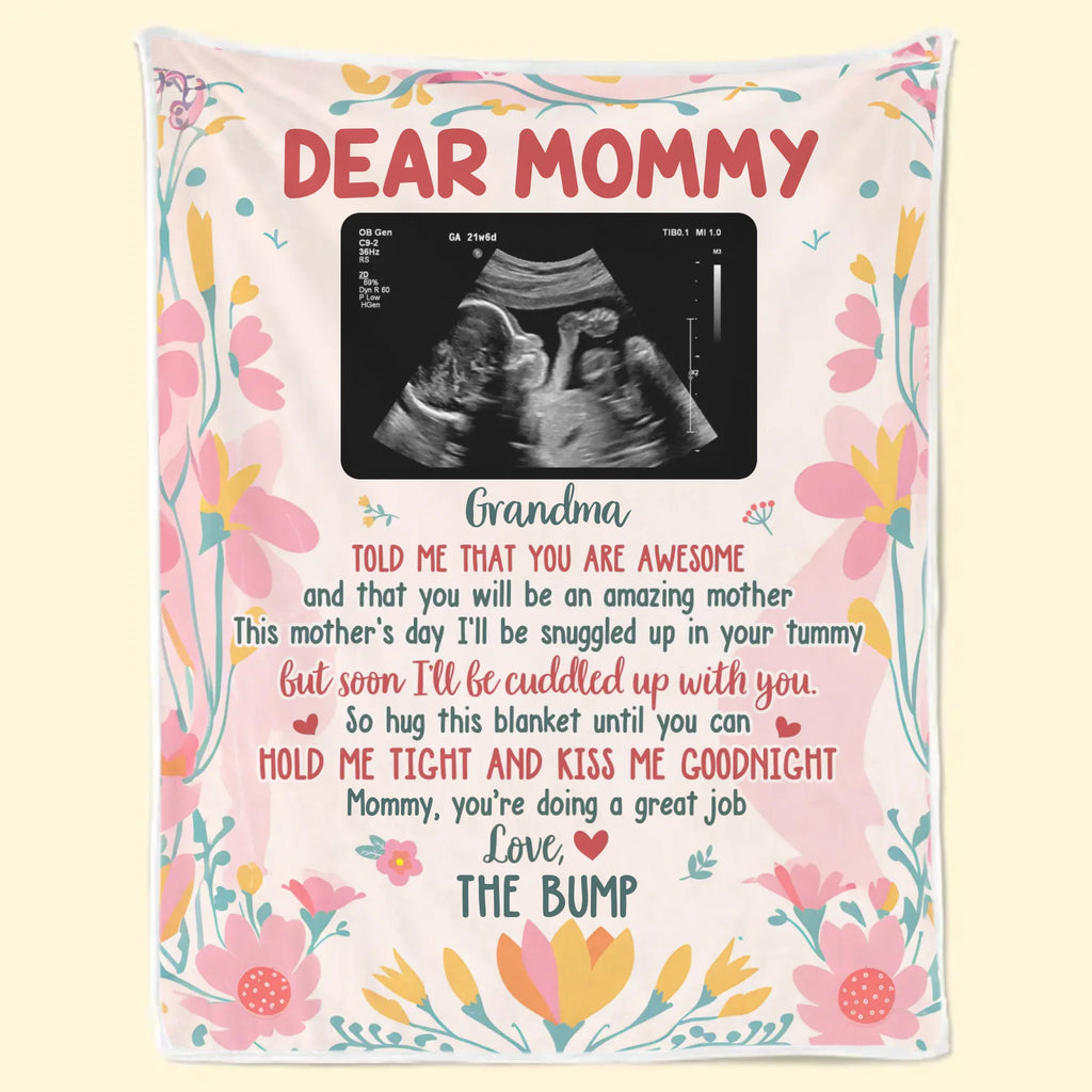 Custom Photo Cuddled Up With You, My Little Bump - Family Personalized Custom Blanket - Baby Shower Gift, Gift For First Mom