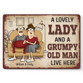 Happily Ever After, With A Side Of Grump - Couple Personalized Custom Home Decor Metal Sign - House Warming Gift For Husband Wife, Anniversary