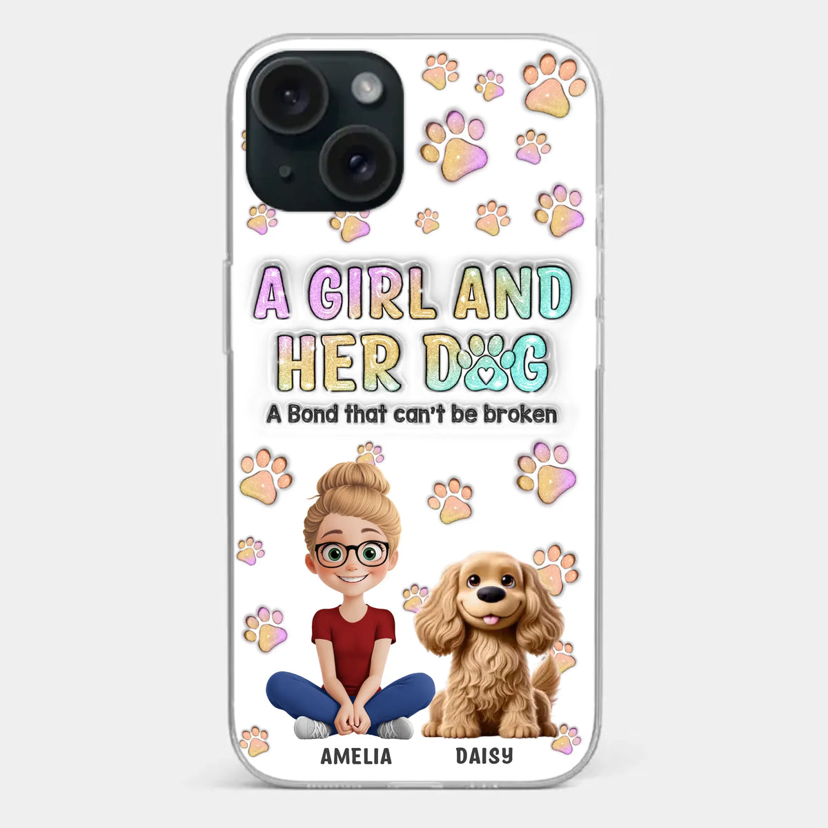 Paws, Love & Unbreakable Bonds - Dog Personalized Custom 3D Inflated Effect Printed Clear Phone Case - Gift For Pet Owners, Pet Lovers