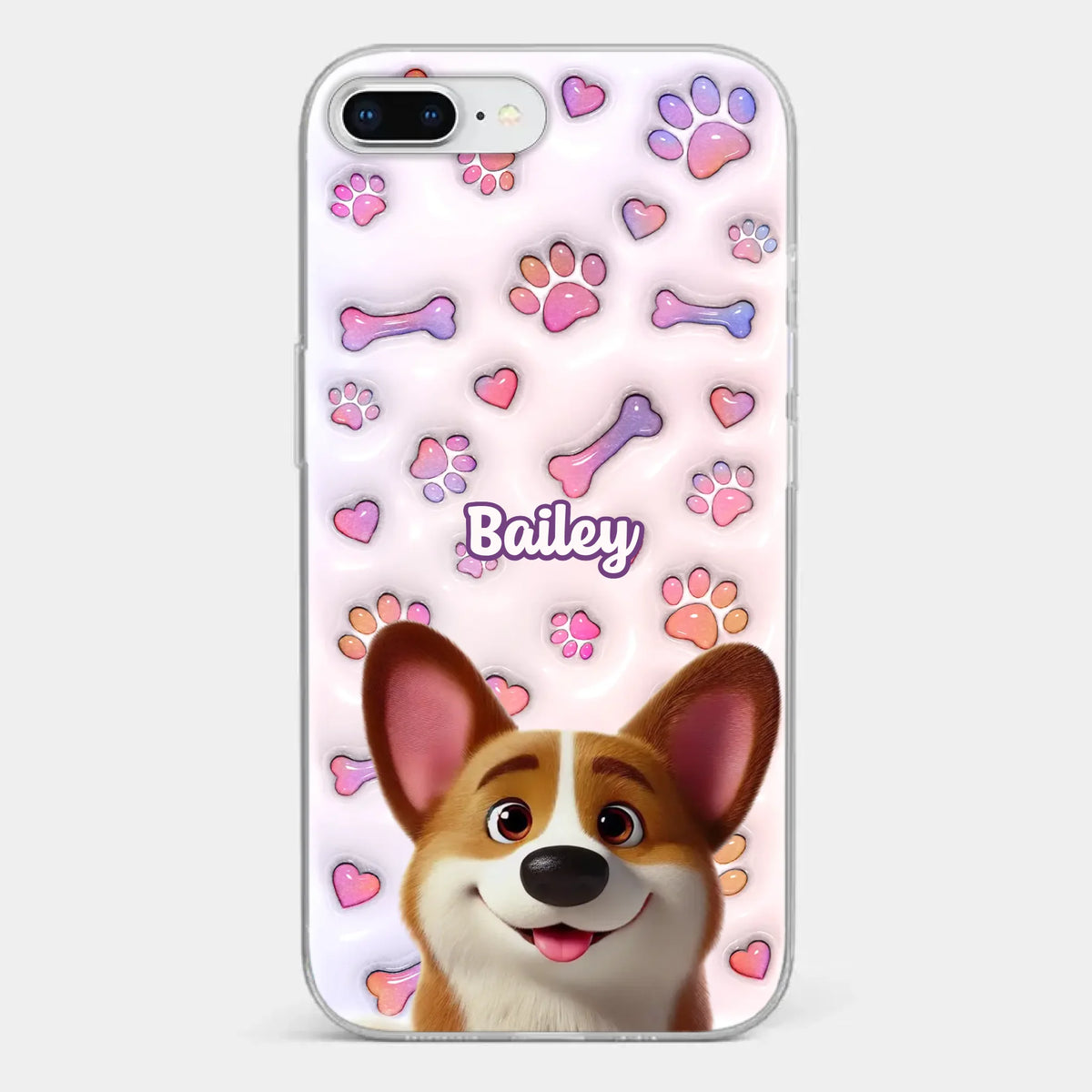 Tail Wagging Happiness - Dog Personalized Custom 3D Inflated Effect Printed Clear Phone Case - Gift For Pet Owners, Pet Lovers