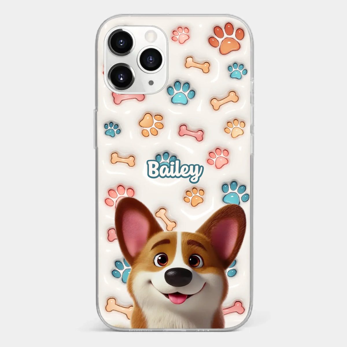 Barking With Joy - Dog Personalized Custom 3D Inflated Effect Printed Clear Phone Case - Gift For Pet Owners, Pet Lovers