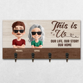 Keys To Happiness Start Here - Family Personalized Custom Home Decor Key Hanger, Key Holder - House Warming Gift For Family Members