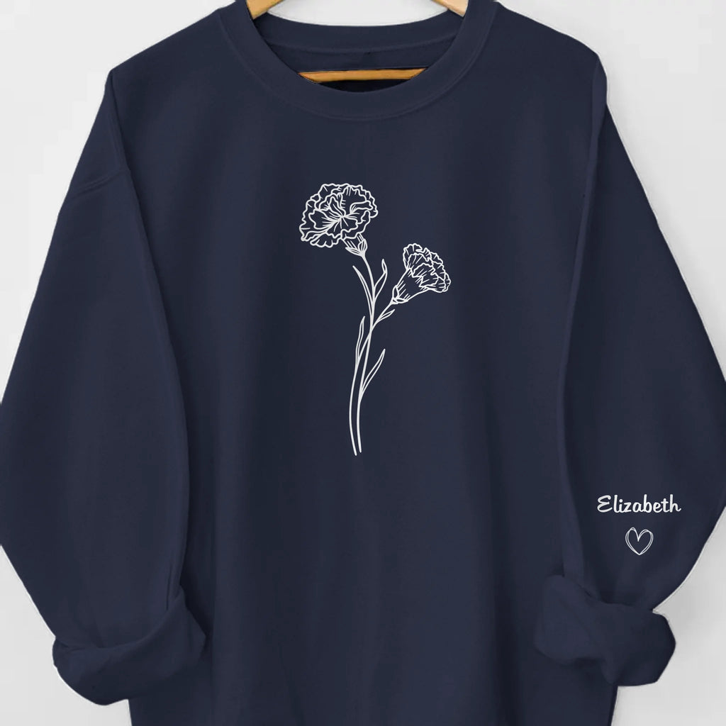 Blooming Bonds - Family Personalized Custom Unisex Sweatshirt, Hoodie With Design On Sleeve - Mother's Day, Gift For Mom, Grandma