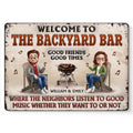 Welcome To The Fun, Where Music Rules - Couple Personalized Custom Home Decor Metal Sign - House Warming Gift For Husband Wife, Anniversary