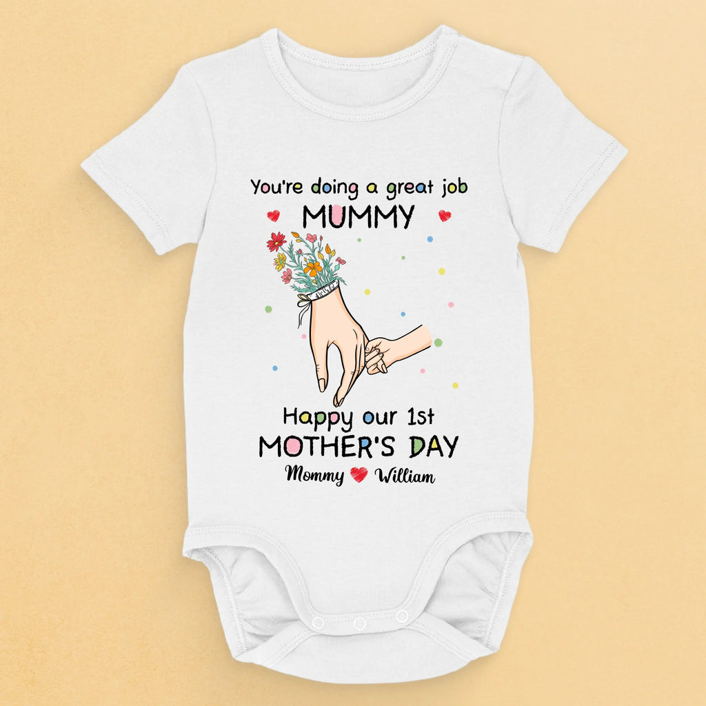A Love As Pure As A Mother’s Touch - Family Personalized Custom Baby Onesie - Mother's Day, Baby Shower Gift, Gift For First Mom