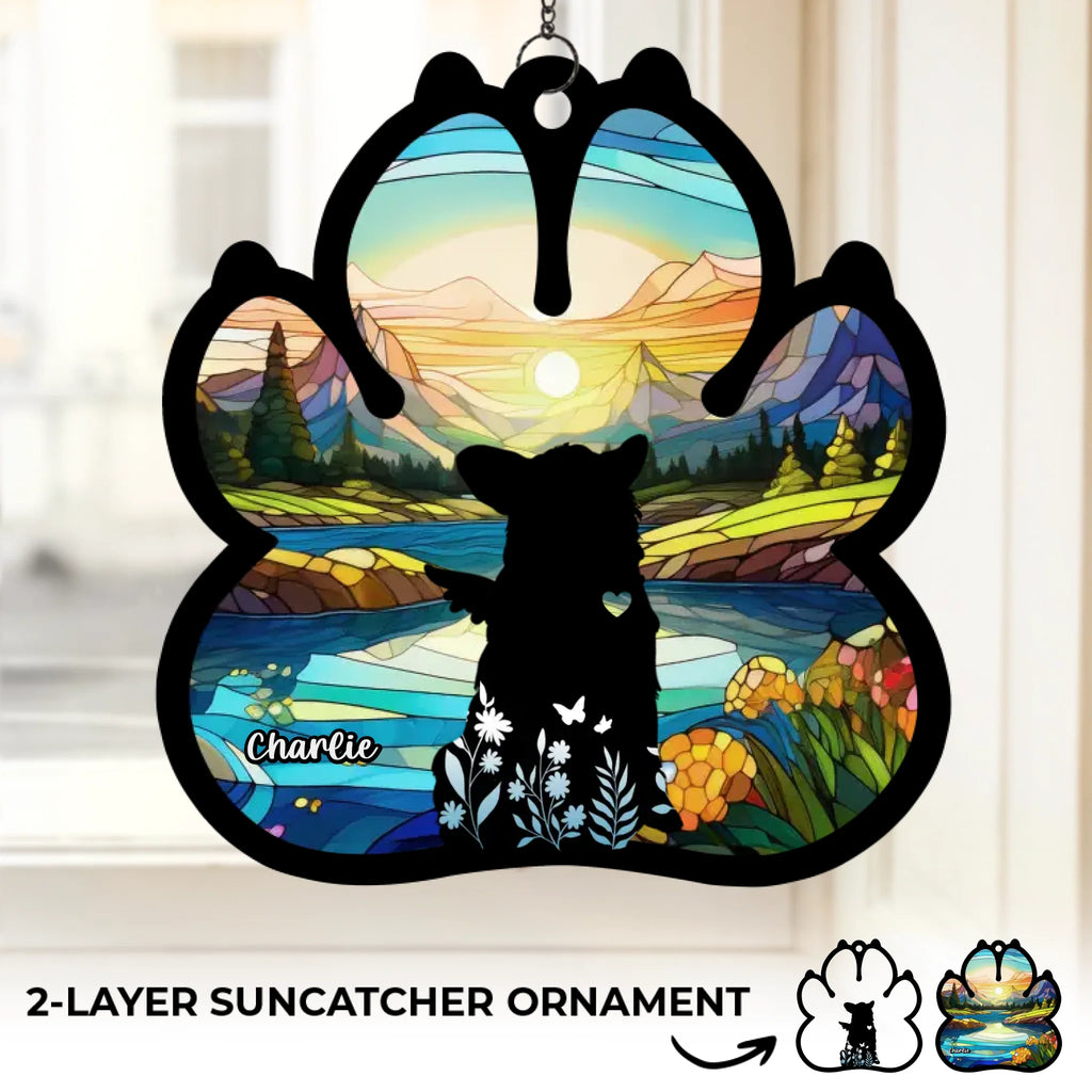 Love Never Fades - Memorial Personalized Window Hanging Suncatcher Ornament - Sympathy Gift For Pet Owners, Pet Lovers