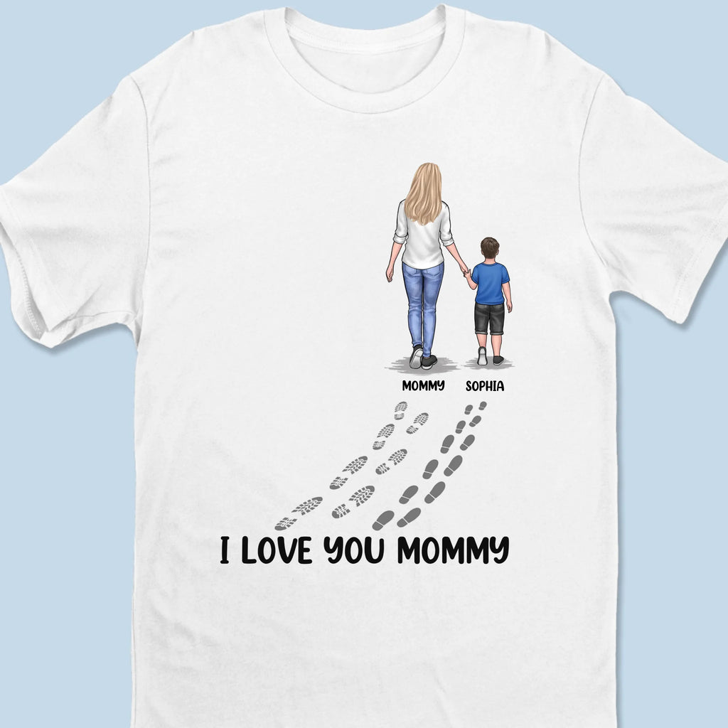 Following In Your Footsteps With Love & Gratitude -  Family Personalized Custom Unisex T-shirt, Premium T-shirt, Hoodie - Mother's Day Gift For Mom, Grandma