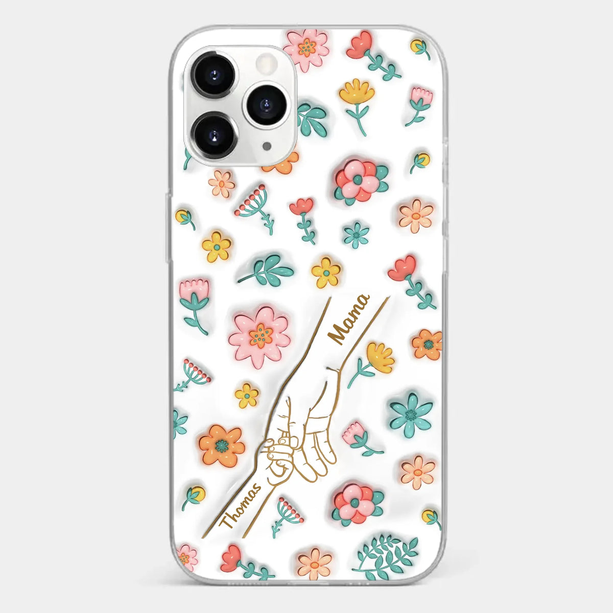 Holding Love Always - Family Personalized Custom 3D Inflated Effect Printed Clear Phone Case - Gift For Mom, Grandma