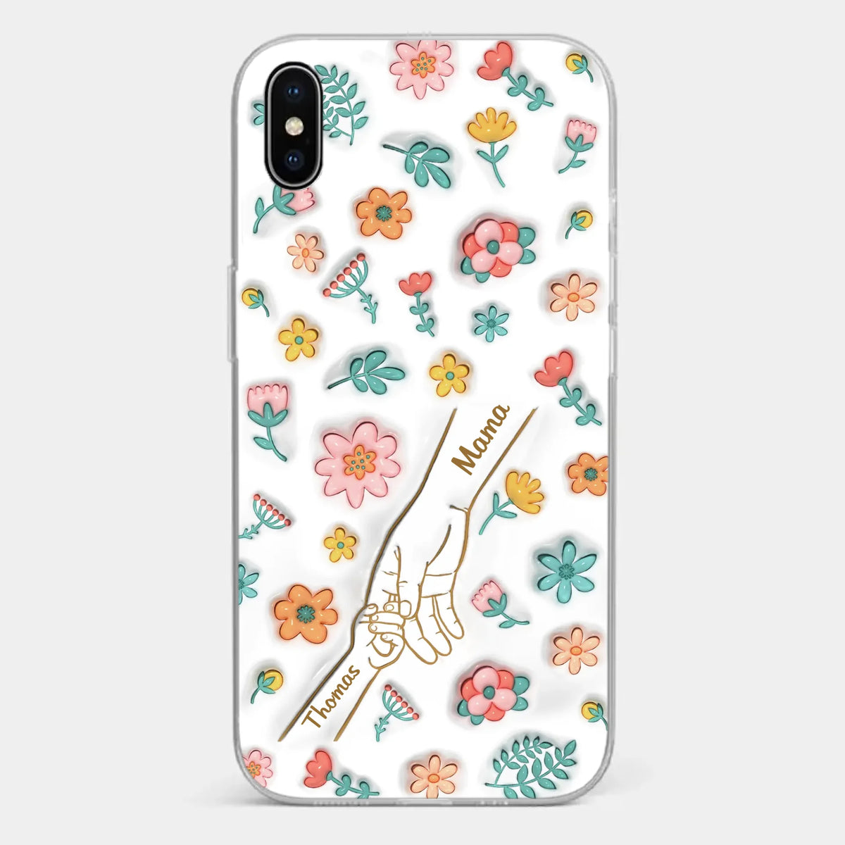 Holding Love Always - Family Personalized Custom 3D Inflated Effect Printed Clear Phone Case - Gift For Mom, Grandma