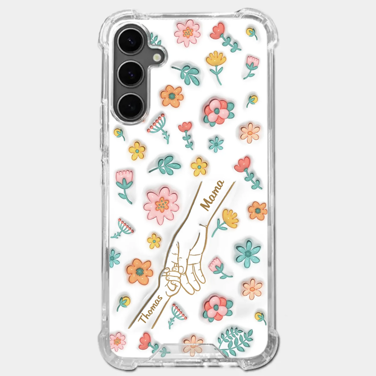 Holding Love Always - Family Personalized Custom 3D Inflated Effect Printed Clear Phone Case - Gift For Mom, Grandma