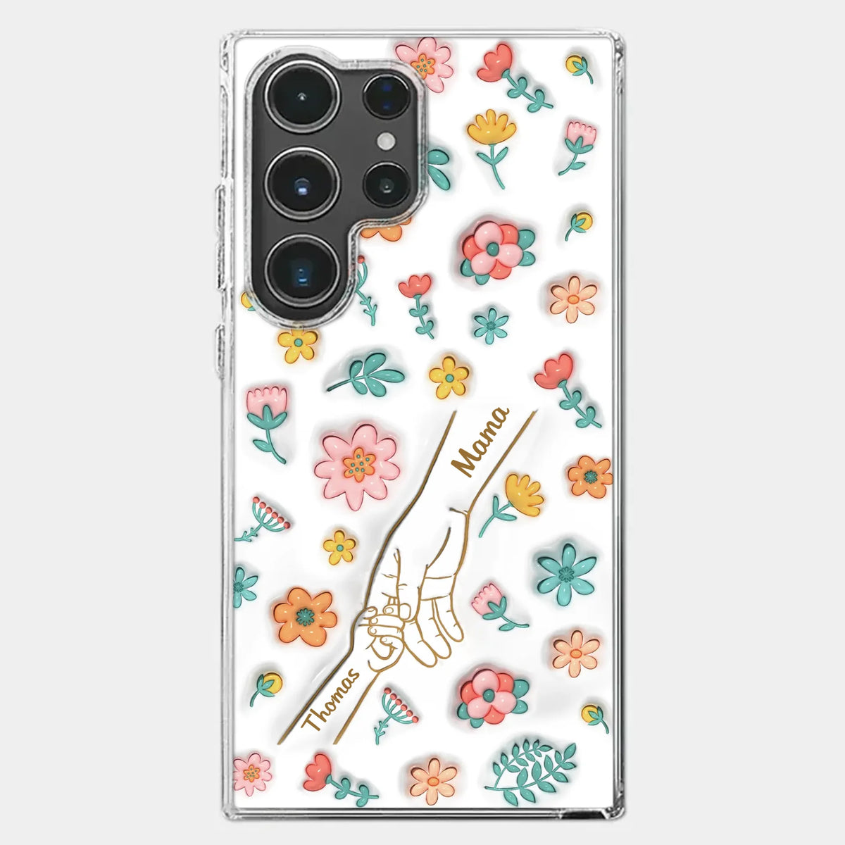 Holding Love Always - Family Personalized Custom 3D Inflated Effect Printed Clear Phone Case - Gift For Mom, Grandma