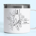 Forever Her Children, Forever In Her Hands - Family Personalized Custom 14oz Stainless Steel Tumbler With Handle - Mother's Day, Gift For Mom, Grandma