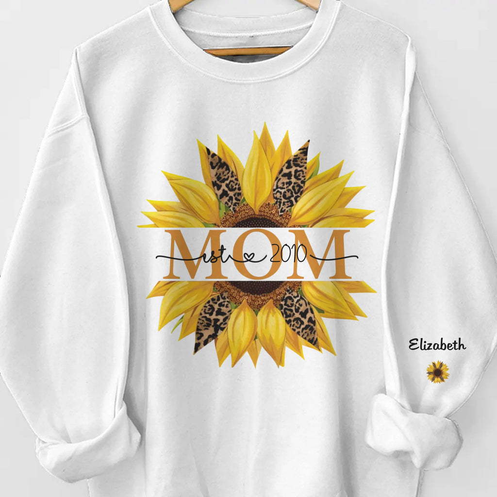 Mom, Blooming With Love - Family Personalized Custom Unisex Sweatshirt, Hoodie With Design On Sleeve - Mother's Day, Gift For Mom, Grandma