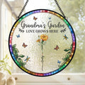 Love Grows In Every Mother’s Heart - Family Personalized Custom Stained Glass Window Hanging Suncatcher - Mother's Day, Gift For Mom, Grandma