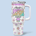 My Heart Belongs To My Furry Babies - Dog Personalized Custom 3D Inflated Effect Printed 40 Oz Stainless Steel Tumbler With Handle - Gift For Pet Owners, Pet Lovers