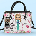 Sweet As Roses, Strong As Steel - Nurse Personalized Custom Leather Handbag - Appreciation, Thank You Gift, Nurse Life, Doctor Life