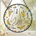In Every Grip, A Lifetime Of Love - Family Personalized Custom Stained Glass Window Hanging Suncatcher - Mother's Day, Gift For Mom, Grandma