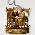 With You, Every Year Is Golden - Couple Personalized Custom Shaped Acrylic Keychain - Gift For Husband Wife, Anniversary