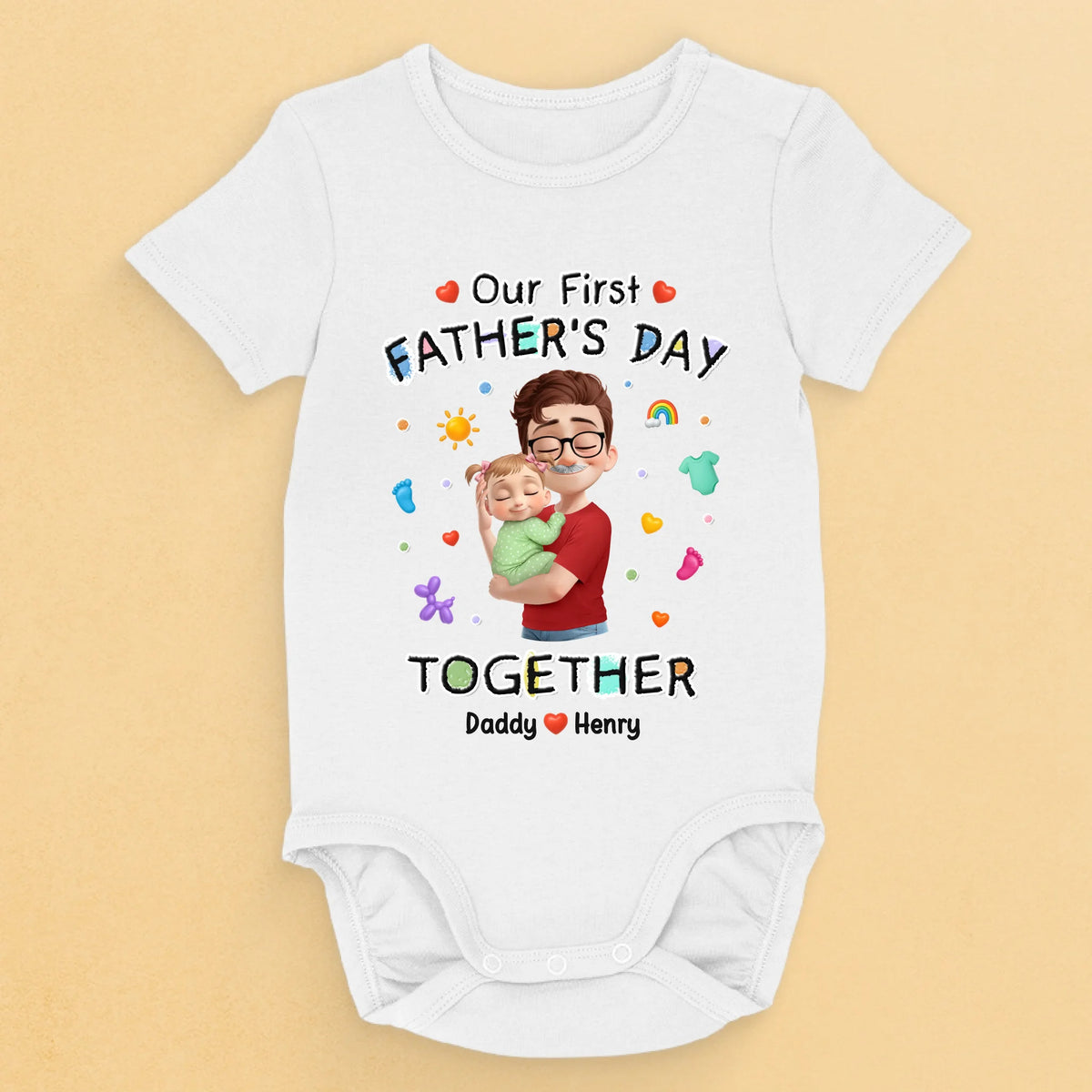 Team Daddy Since Day One - Family Personalized Custom Baby Onesie - Father's Day, Baby Shower Gift, Gift For First Dad, Baby Kids, Newborn Baby