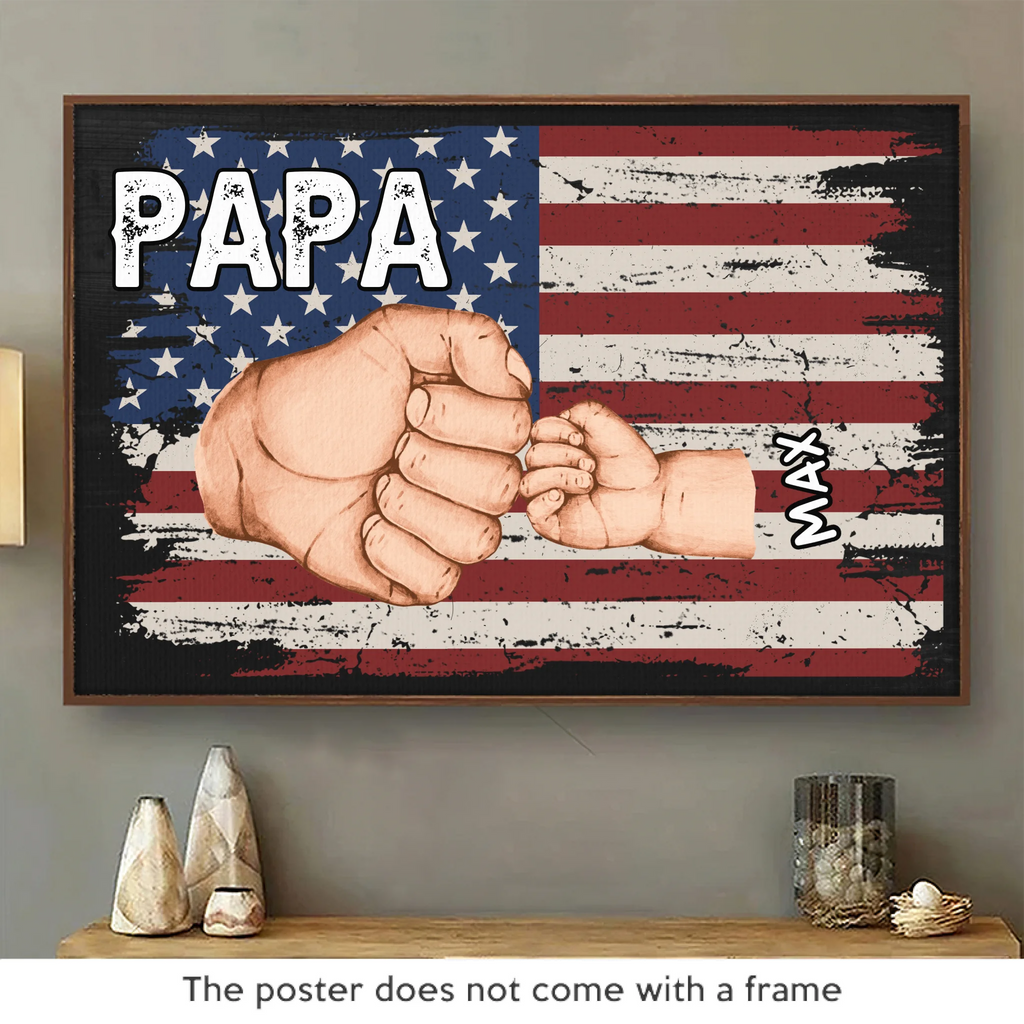 Papa & Crew, Always United - Family Personalized Custom Horizontal Poster - Father's Day, Gift For Dad, Grandpa