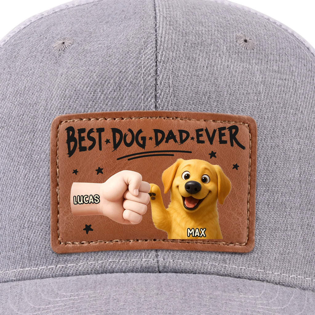 Pup’s Favorite Human - Dog Personalized Custom Leather Patch Hat - Father's Day, Gift For Pet Owners, Pet Lovers