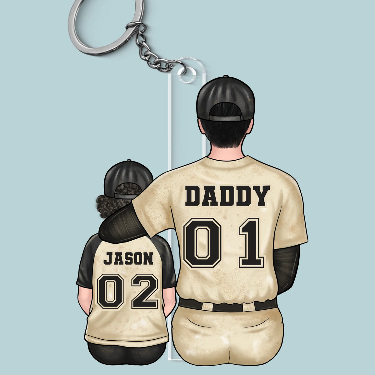 Every Home Run Starts With Dad’s Support - Family Personalized Custom Shaped Acrylic Keychain - Father's Day, Gift For Dad, Sport Lovers, Sport Players