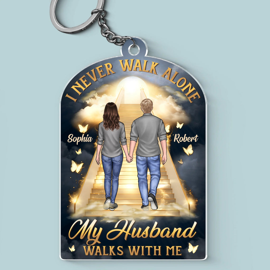 Forever My Husband, Always My Angel - Memorial Personalized Custom Shaped Acrylic Keychain - Father's Day, Sympathy Gift For Couple, Husband Wife, Family Members