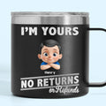 Fatherhood, No Return Policy Since Day One - Family Personalized Custom 14oz Stainless Steel Tumbler With Handle - Father's Day, Gift For Dad, Grandpa