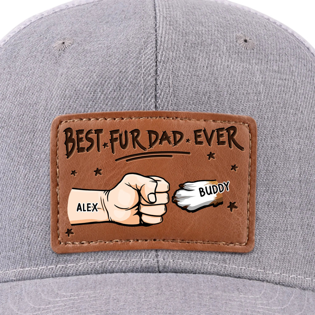 Fur Babies, Real Love - Dog & Cat Personalized Custom Leather Patch Hat - Father's Day, Gift For Pet Owners, Pet Lovers