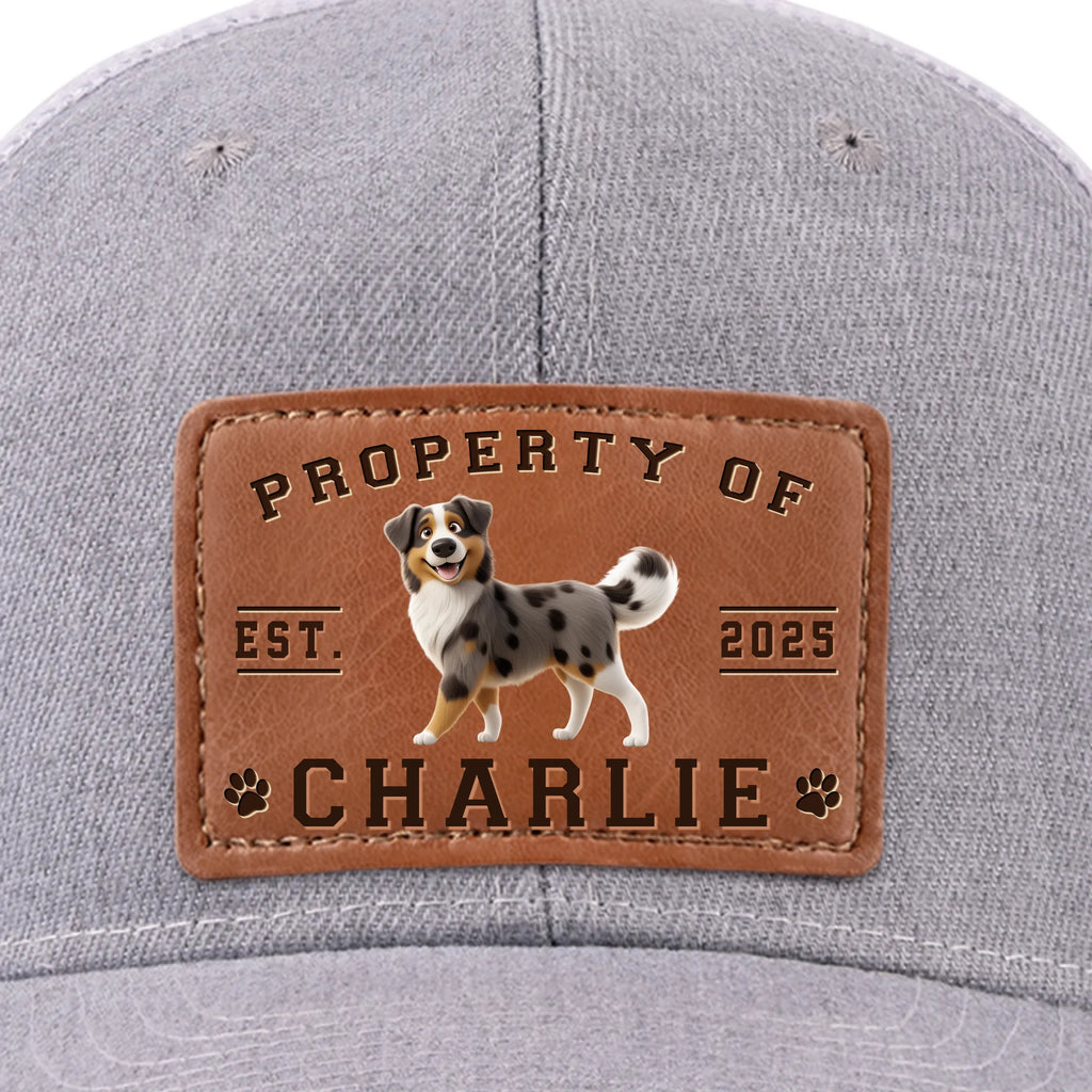 Property Of Paws - Dog Personalized Custom Leather Patch Hat - Father's Day, Gift For Pet Owners, Pet Lovers