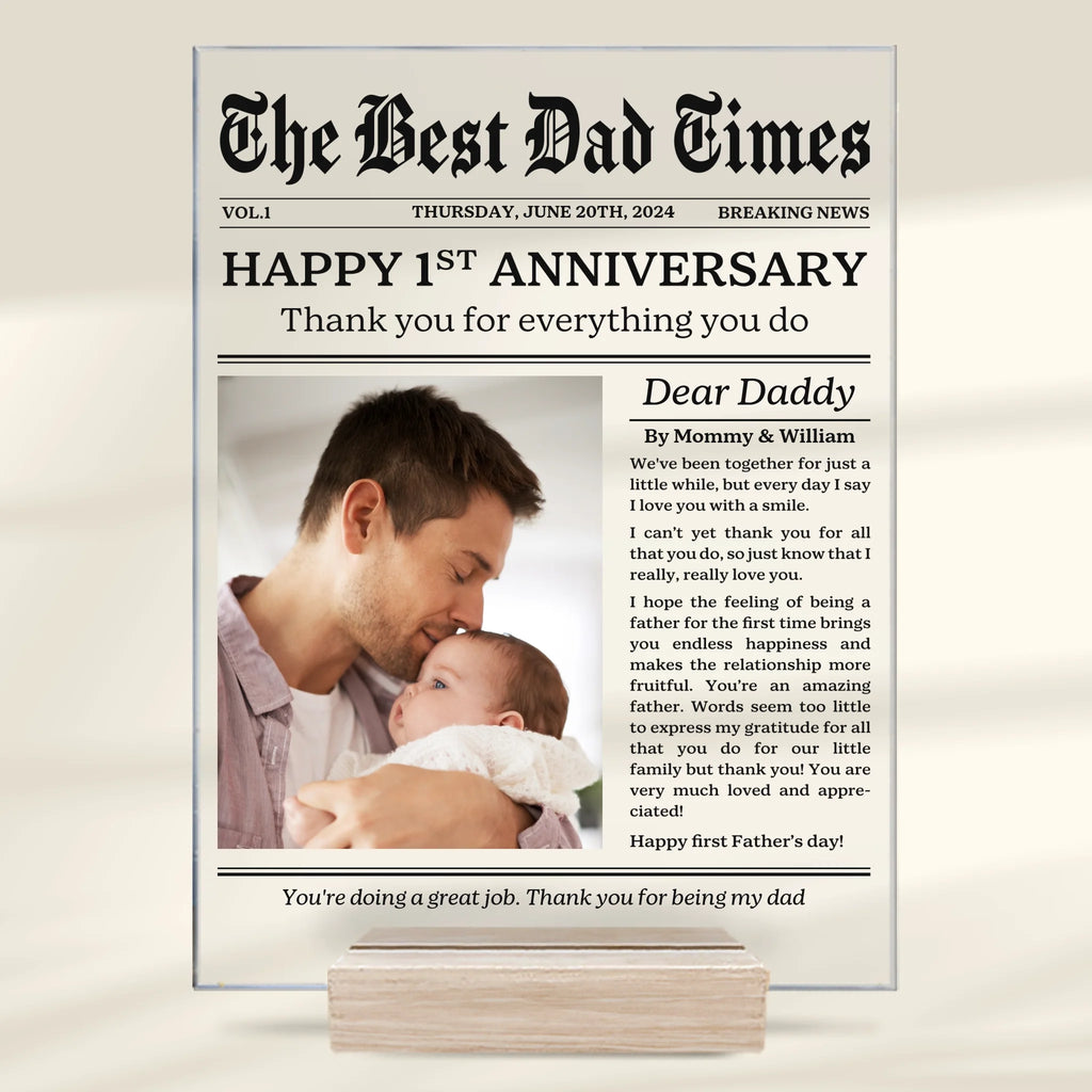 Custom Photo The Start Of Dad Life - Family Personalized Custom Rectangle Shaped Acrylic Plaque - Father's Day, Baby Shower Gift, Gift For First Dad, Baby Kids, Newborn Baby