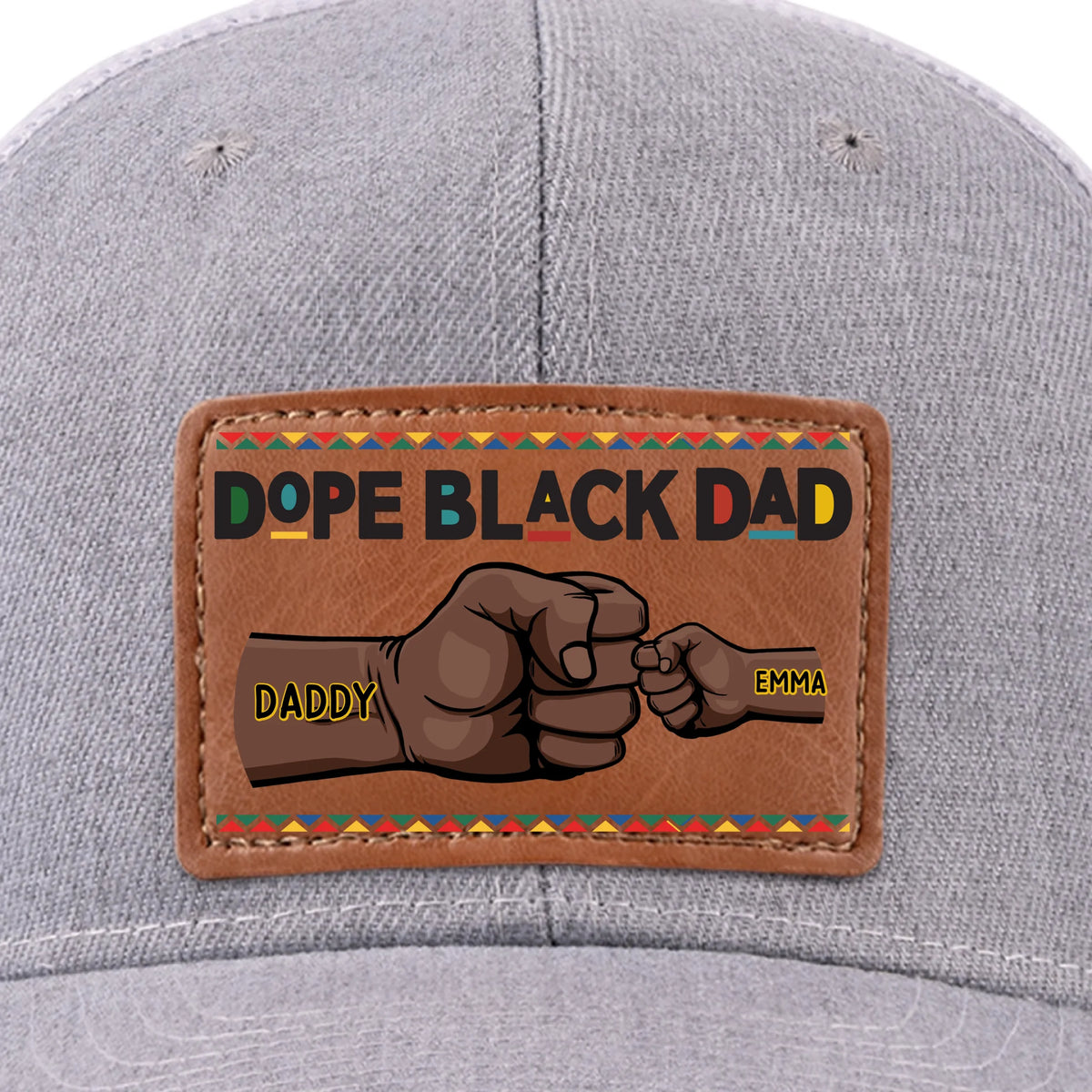 Dope Black Dad, Everyday Hero - Family Personalized Custom Leather Patch Hat - Father's Day, Gift For Dad