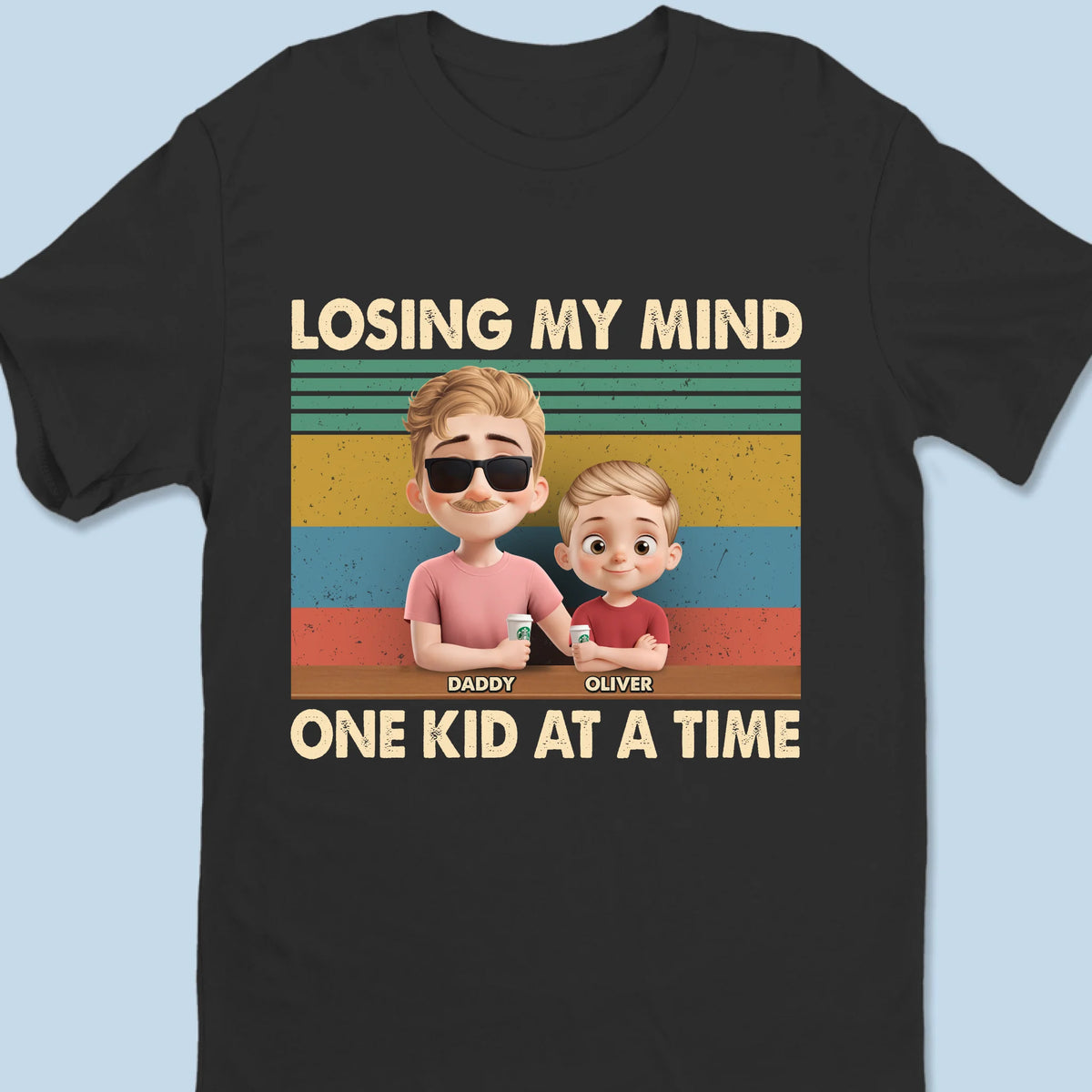 Just A Dad Trying Not To Lose It - Family Personalized Custom Unisex T-shirt, Premium T-shirt, Hoodie - Father's Day, Gift For Dad, Grandpa