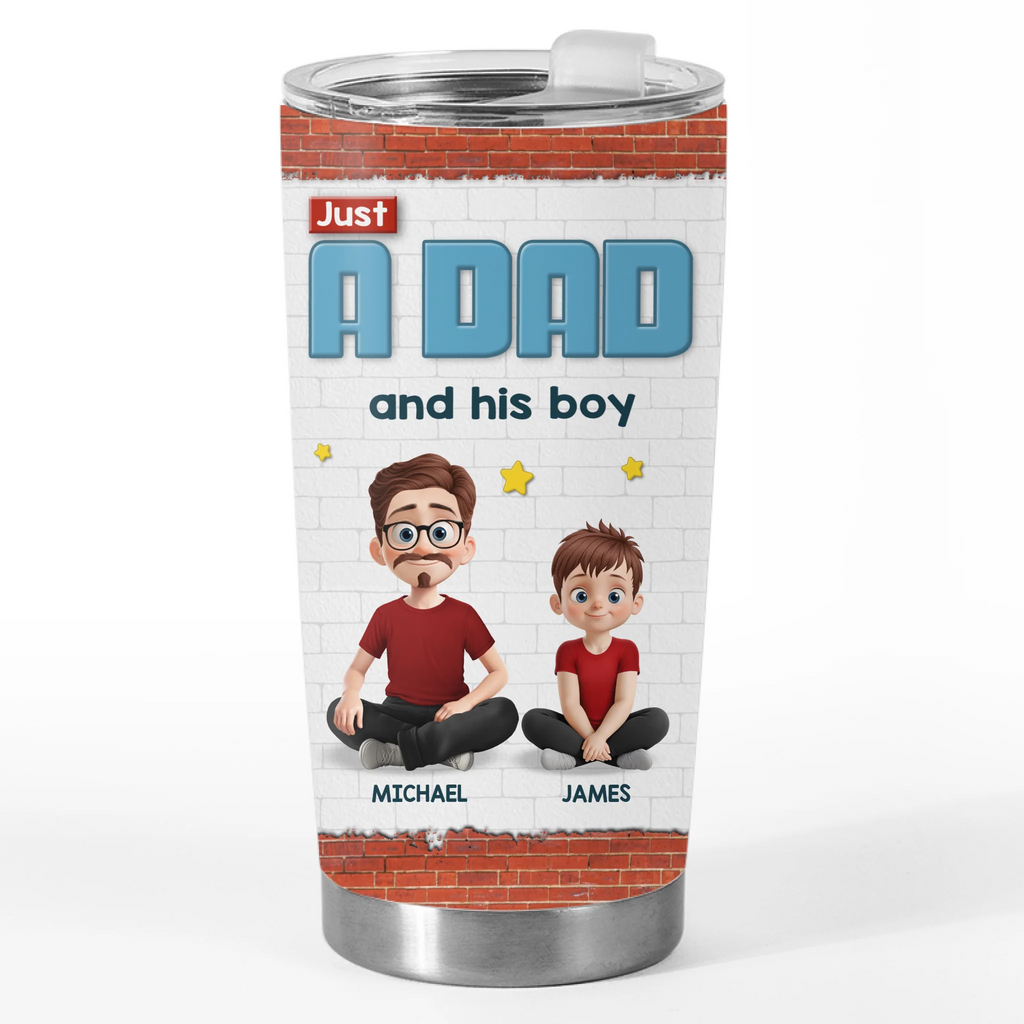 One Dad, One Kid And Infinite Chaos - Family Personalized Custom Tumbler - Father's Day, Gift For Dad