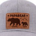 Papa Bear And His Cub - Family Personalized Custom Leather Patch Hat - Father's Day, Gift For Dad, Grandpa