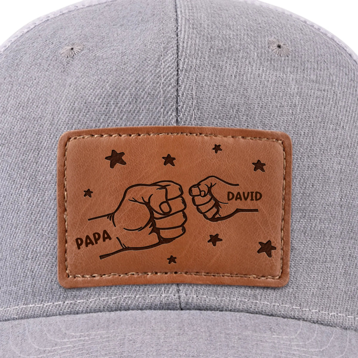 All In With Papa - Family Personalized Custom Leather Patch Hat - Father's Day, Gift For Dad, Grandpa