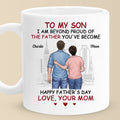 My Son, My Hero, Their Father - Family Personalized Custom Mug - Father's Day, Gift For Son