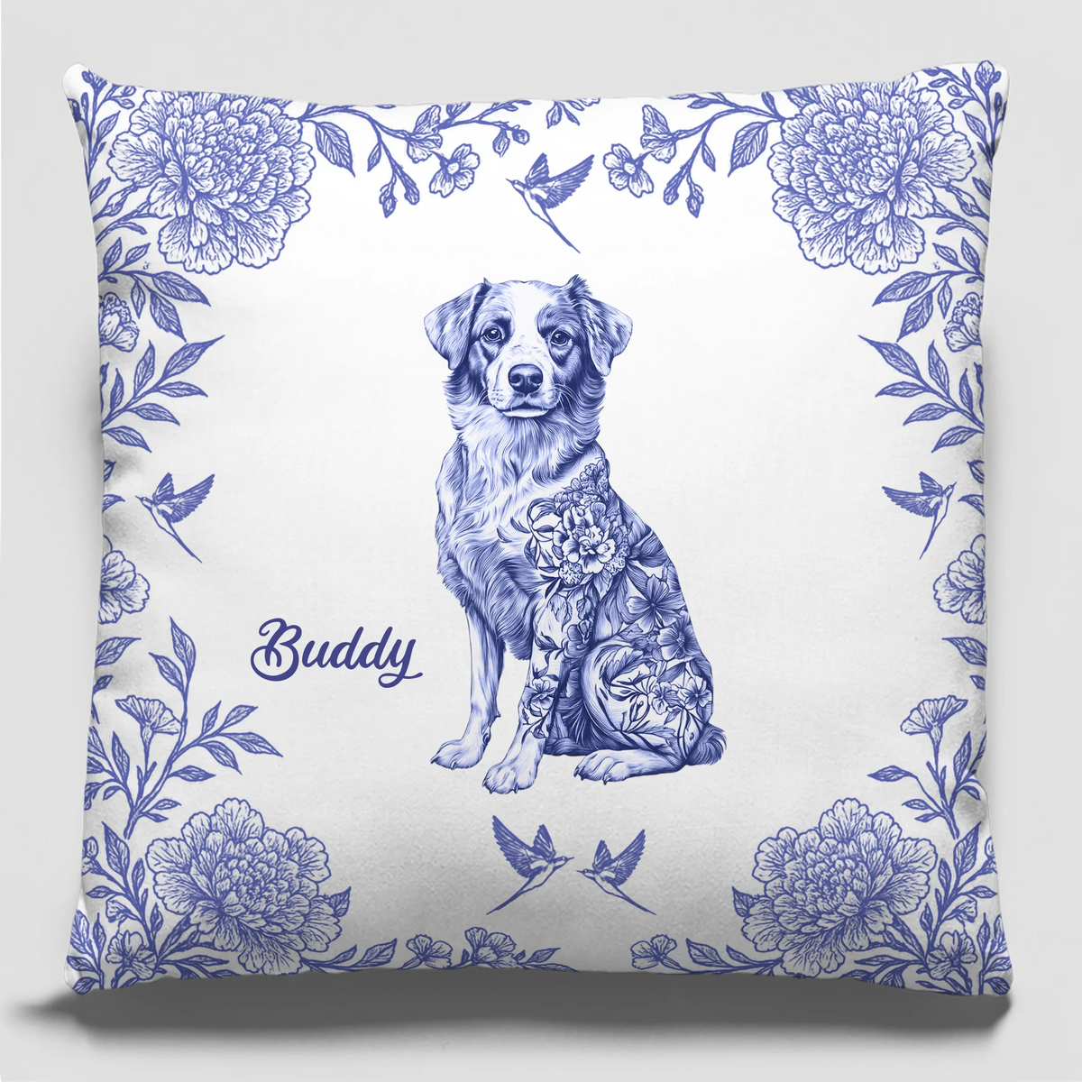 Pawprints Among Petals - Dog Personalized Custom Pillow - Gift For Pet Owners, Pet Lovers