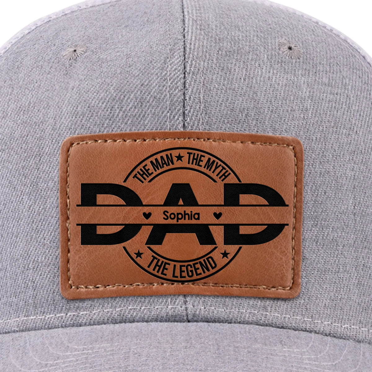 Father First Always Hero - Family Personalized Custom Leather Patch Hat - Father's Day, Gift For Dad, Grandpa