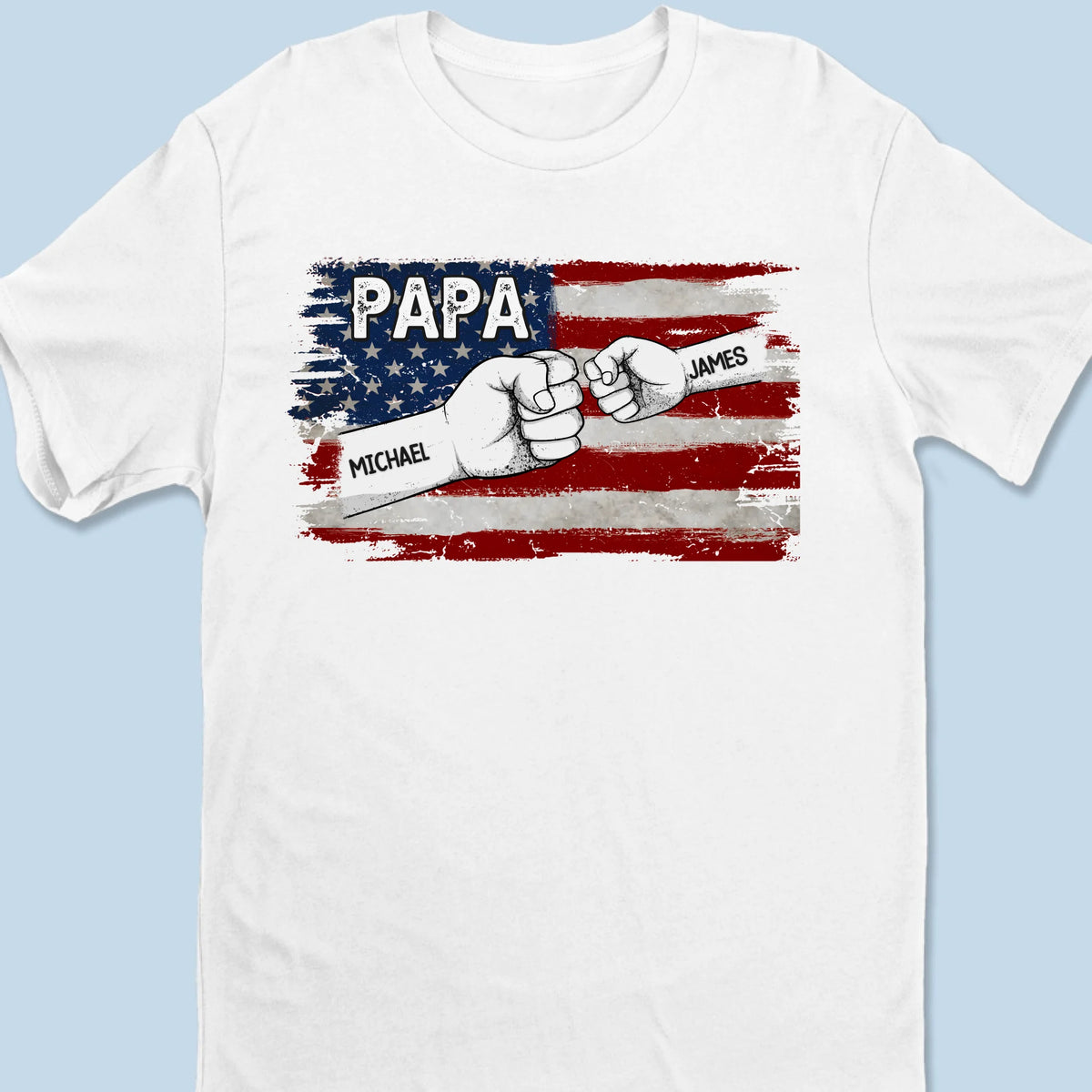 Papa’s Team, Stronger Together - Family Personalized Custom Unisex T-shirt, Premium T-shirt, Hoodie -  Father's Day, Gift For Dad, Grandpa