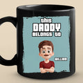 This Papa Belongs To - Family Personalized Custom Black Mug - Father's Day, Gift For Dad, Grandpa