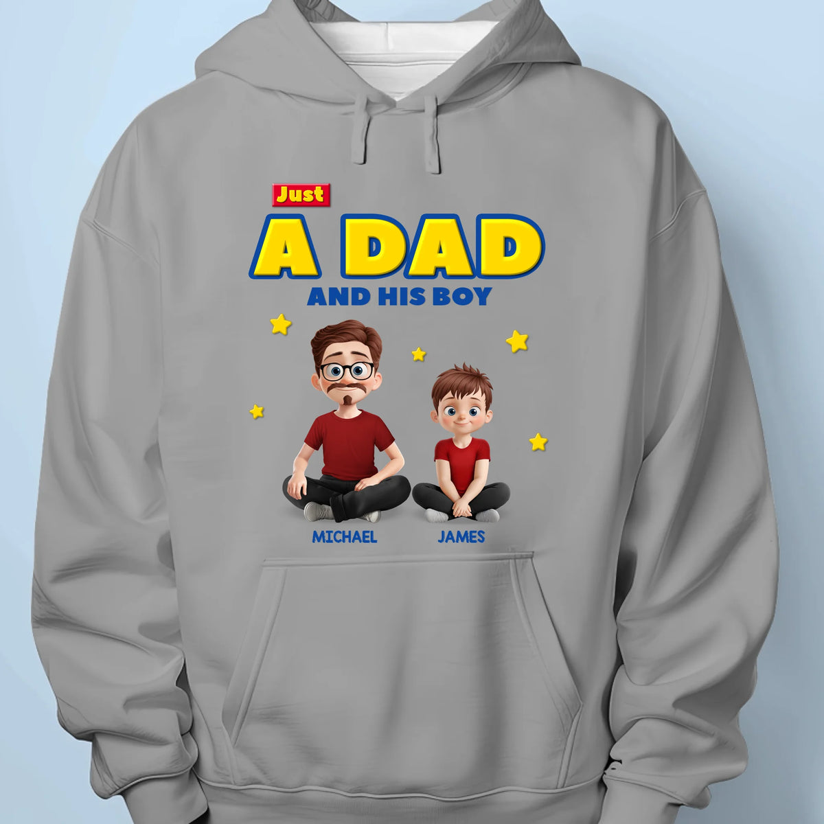 Just A Dad Doing His Best - Family Personalized Custom Unisex T-shirt, Premium T-shirt, Hoodie -  Father's Day, Gift For Dad, Grandpa