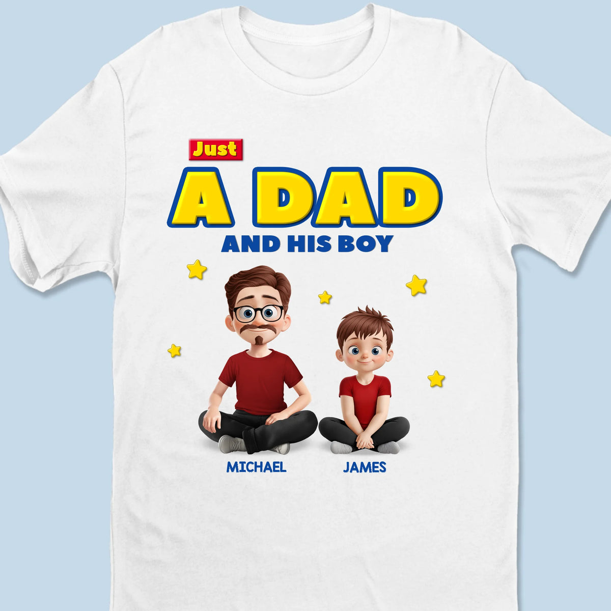 Just A Dad Doing His Best - Family Personalized Custom Unisex T-shirt, Premium T-shirt, Hoodie -  Father's Day, Gift For Dad, Grandpa
