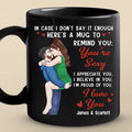 I Love You More Daily - Couple Personalized Custom Black Mug - Gift For Husband Wife, Anniversary
