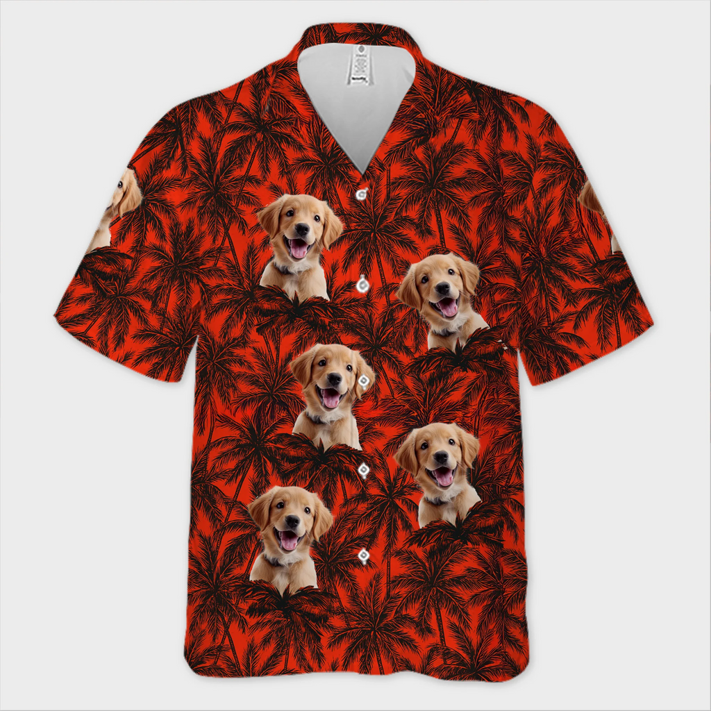 Custom Photo Paws And Palm Trees - Dog & Cat Personalized Custom Unisex Tropical Hawaiian Aloha Shirt - Summer Vacation Gift, Gift For Pet Owners, Pet Lovers